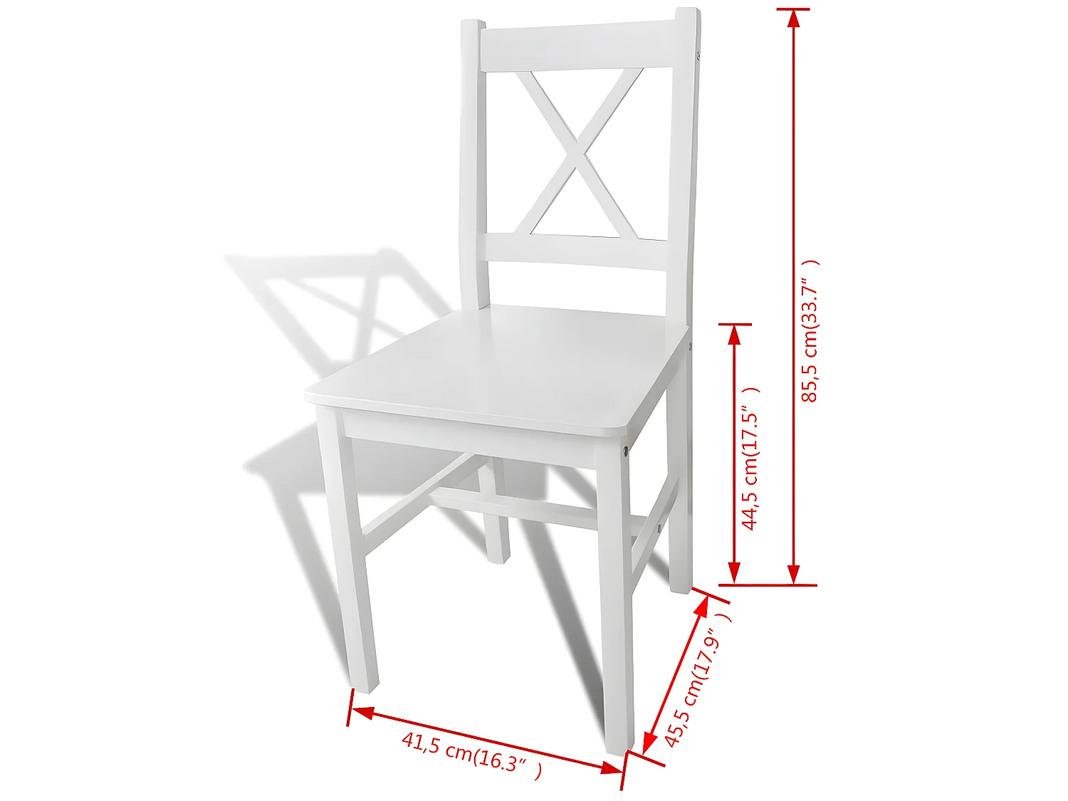 Lot de 2 chaises de salle à manger cuisine design classique bois de pin blanc CDS020166
