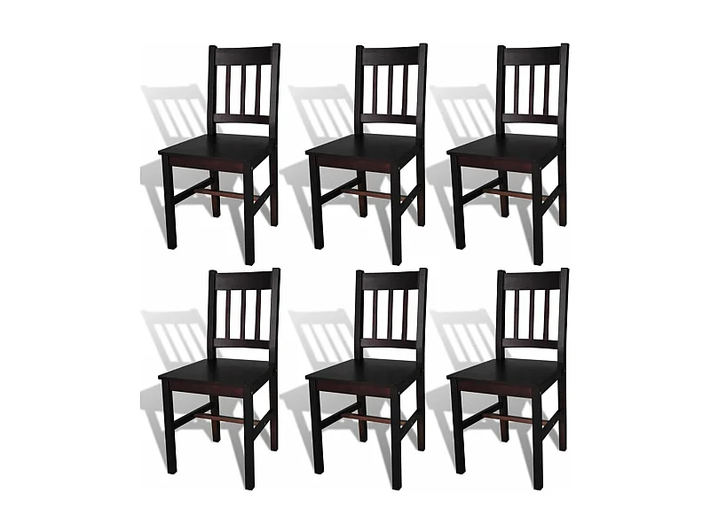 Lot de 6 chaises de salle à manger cuisine design classique pinède marron foncé CDS022570