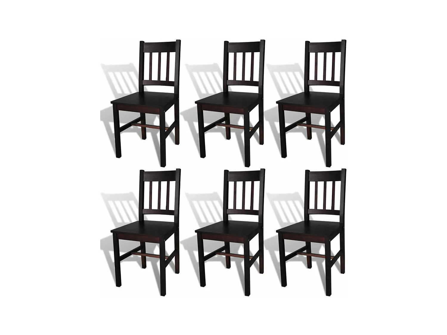 Lot de 6 chaises de salle à manger cuisine design classique pinède marron foncé CDS022570