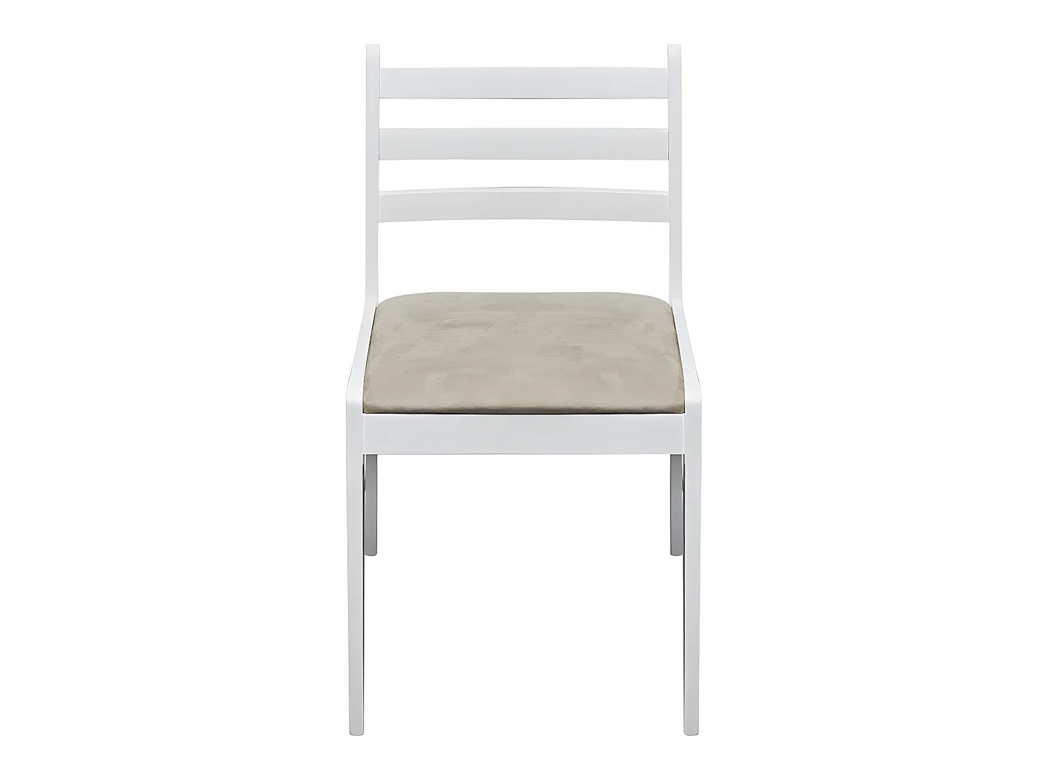 Lot de 4 chaises de salle à manger cuisine design classique hévéa solide et velours blanc CDS021237