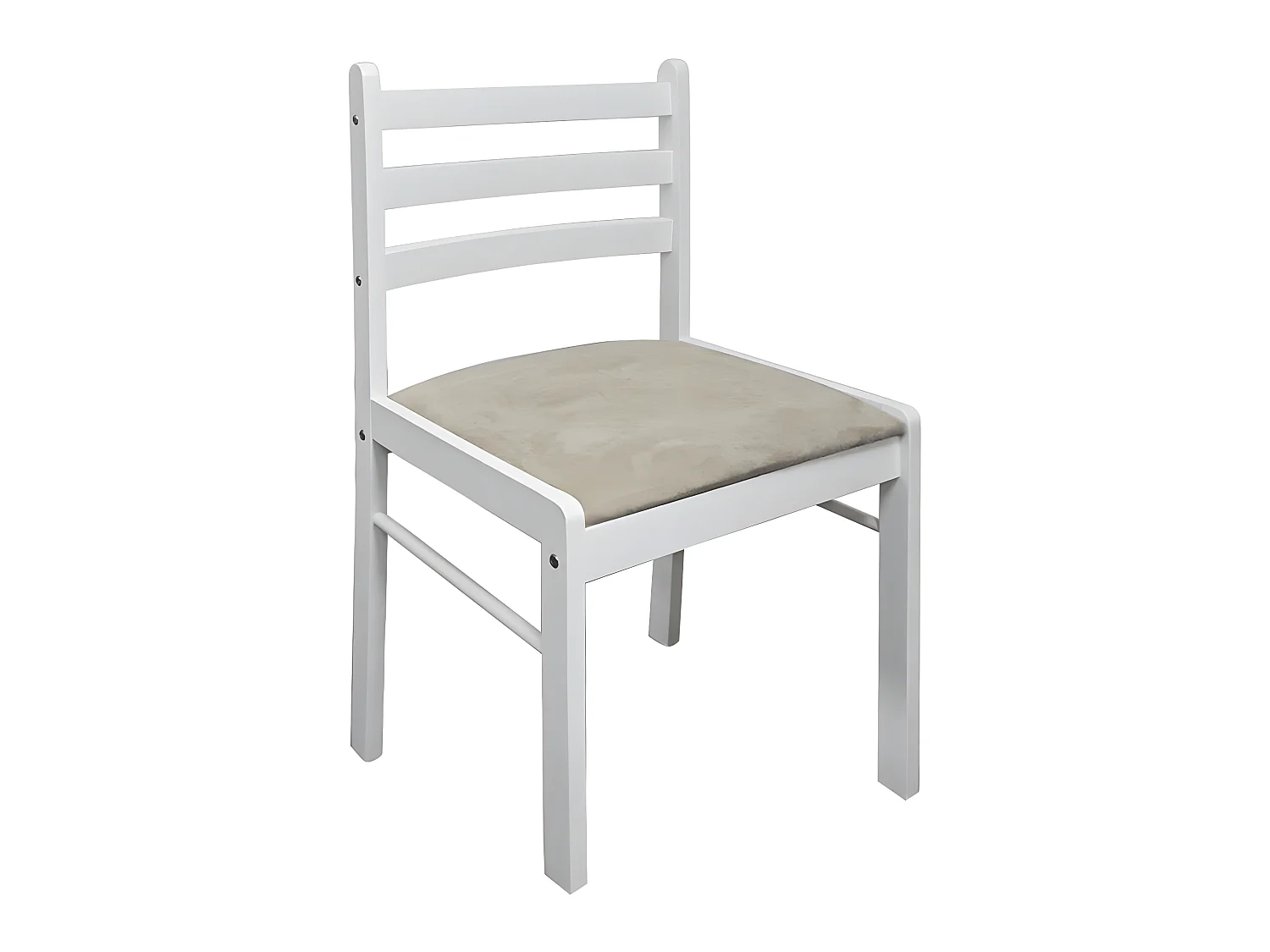 Lot de 4 chaises de salle à manger cuisine design classique hévéa solide et velours blanc CDS021237