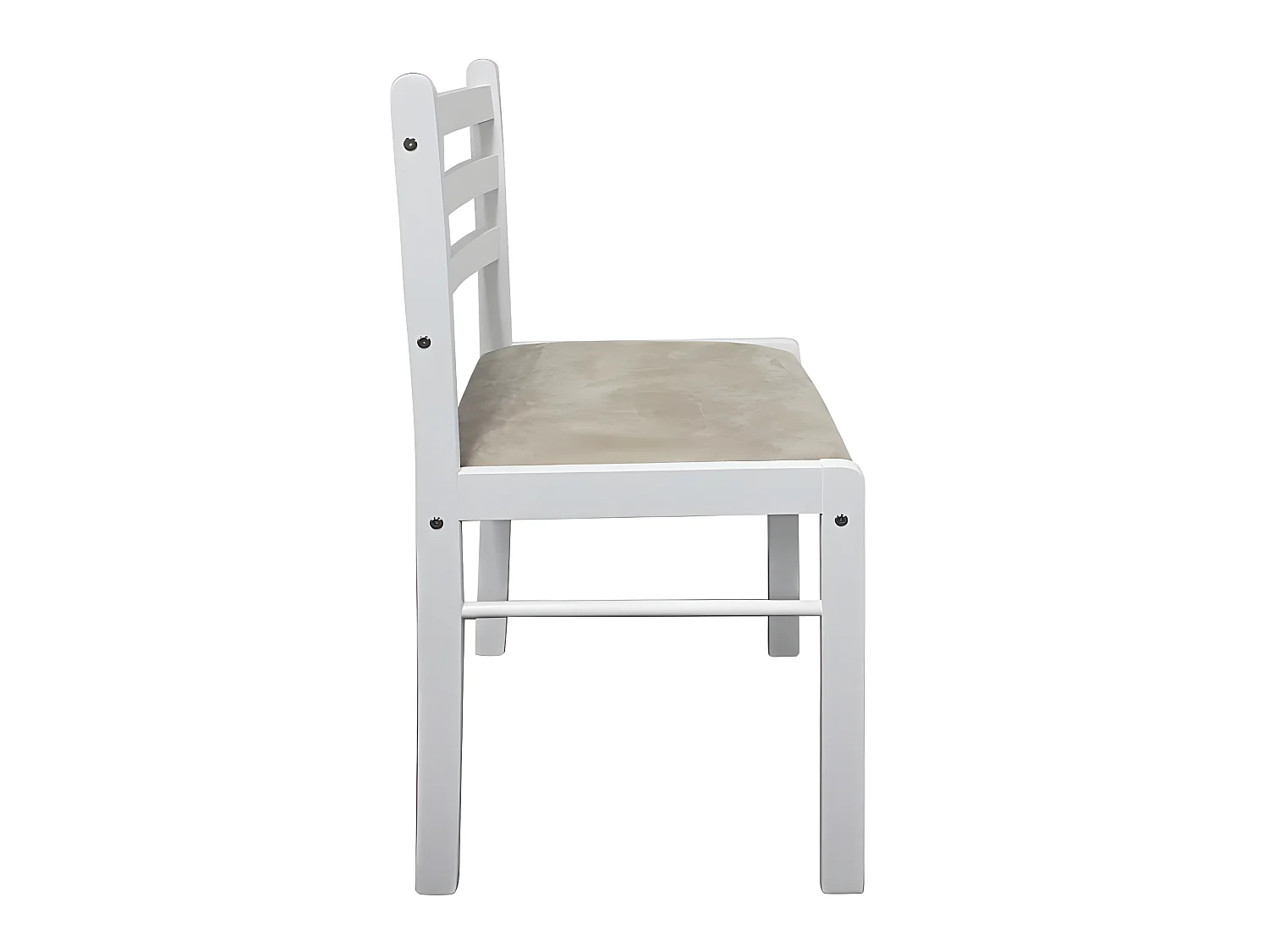 Lot de 4 chaises de salle à manger cuisine design classique hévéa solide et velours blanc CDS021237