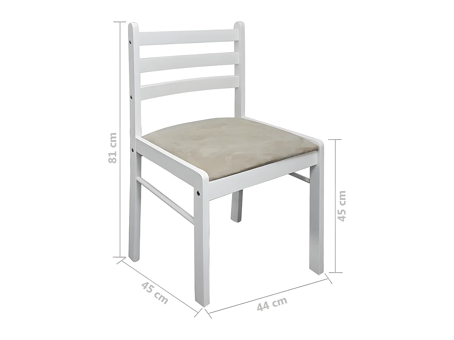 Lot de 4 chaises de salle à manger cuisine design classique hévéa solide et velours blanc CDS021237