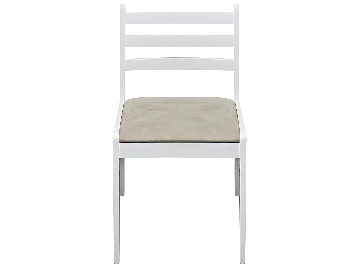 Lot de 4 chaises de salle à manger cuisine design classique hévéa solide et velours blanc CDS021237