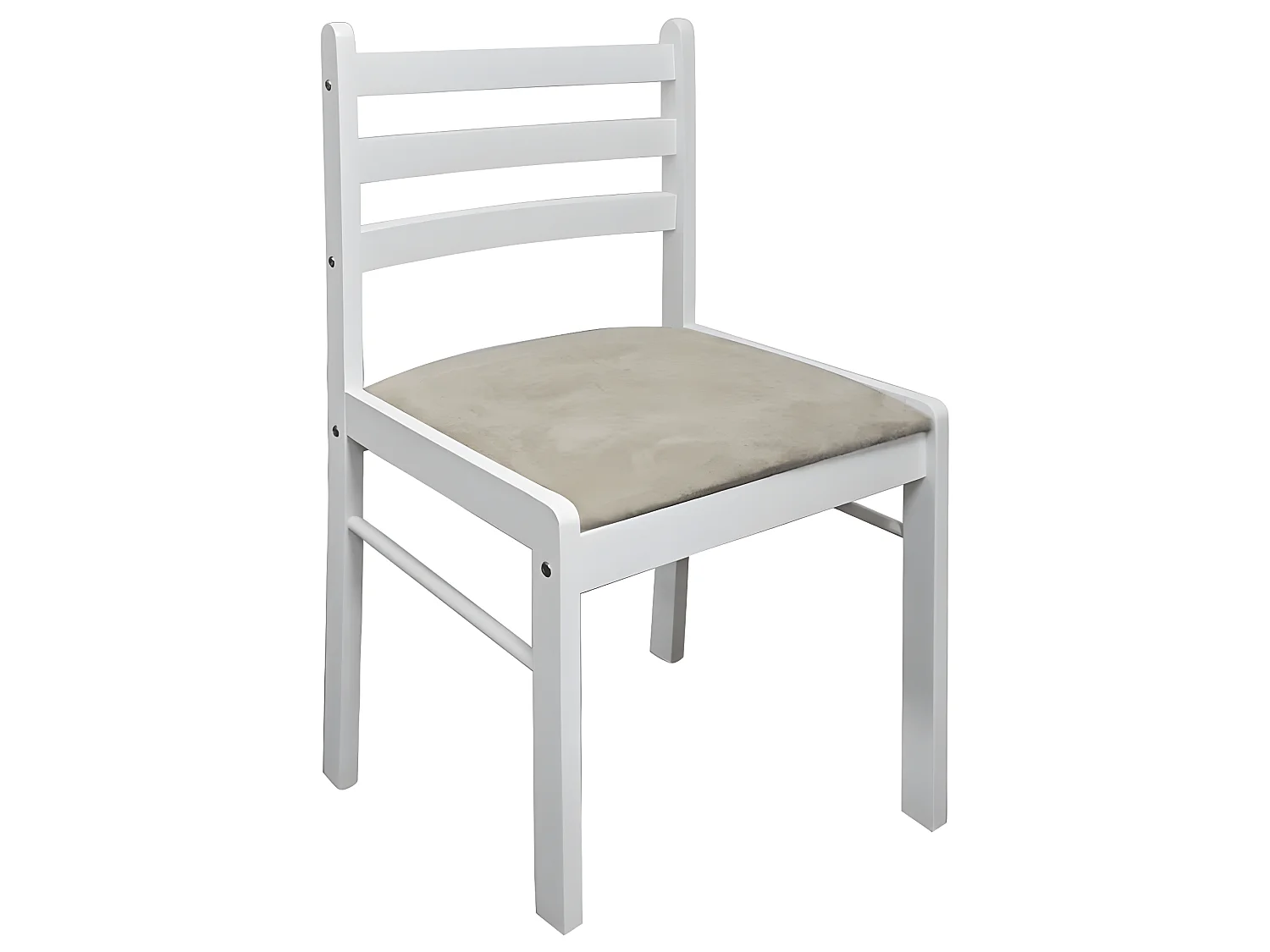 Lot de 4 chaises de salle à manger cuisine design classique hévéa solide et velours blanc CDS021237