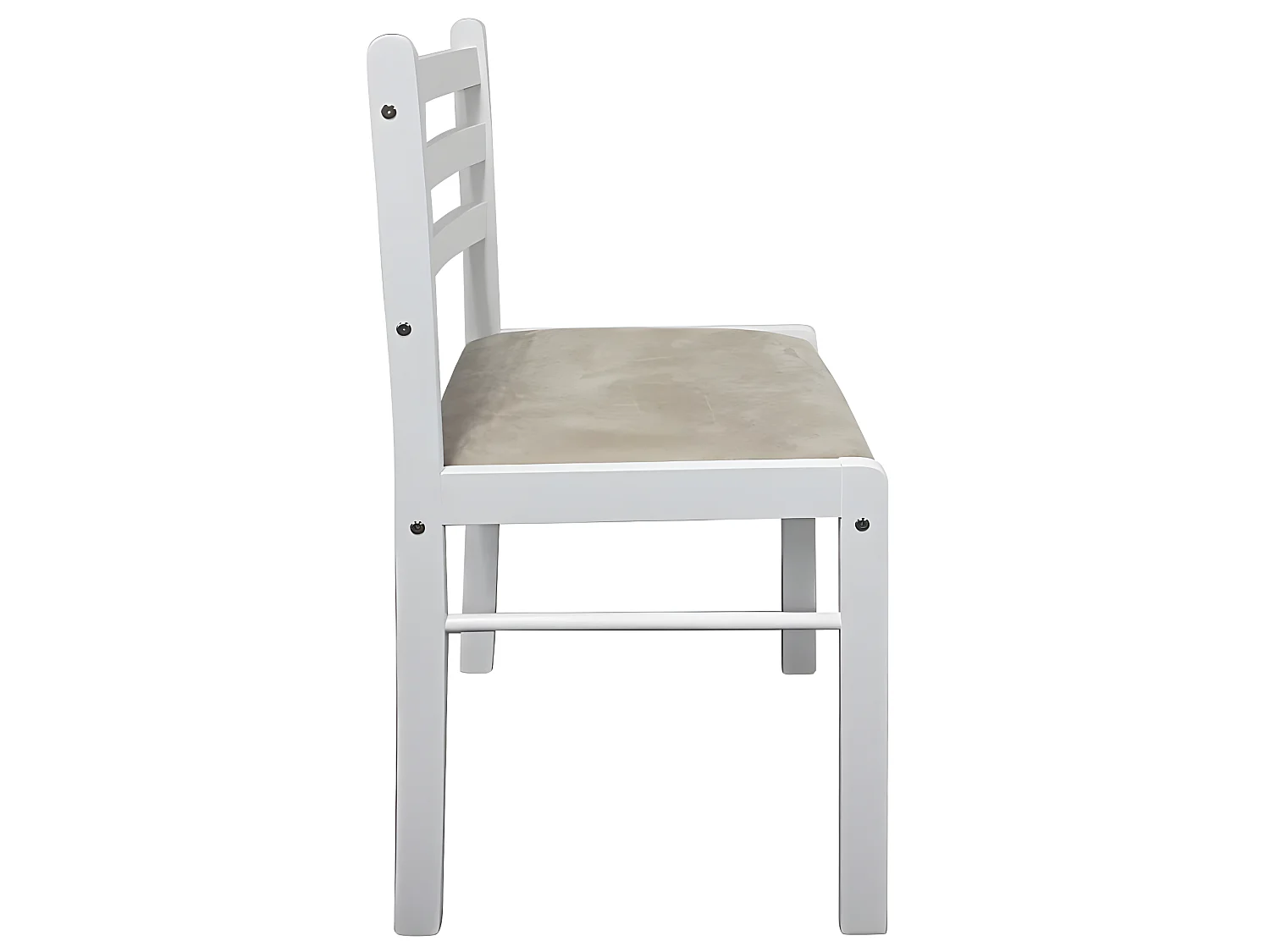 Lot de 4 chaises de salle à manger cuisine design classique hévéa solide et velours blanc CDS021237
