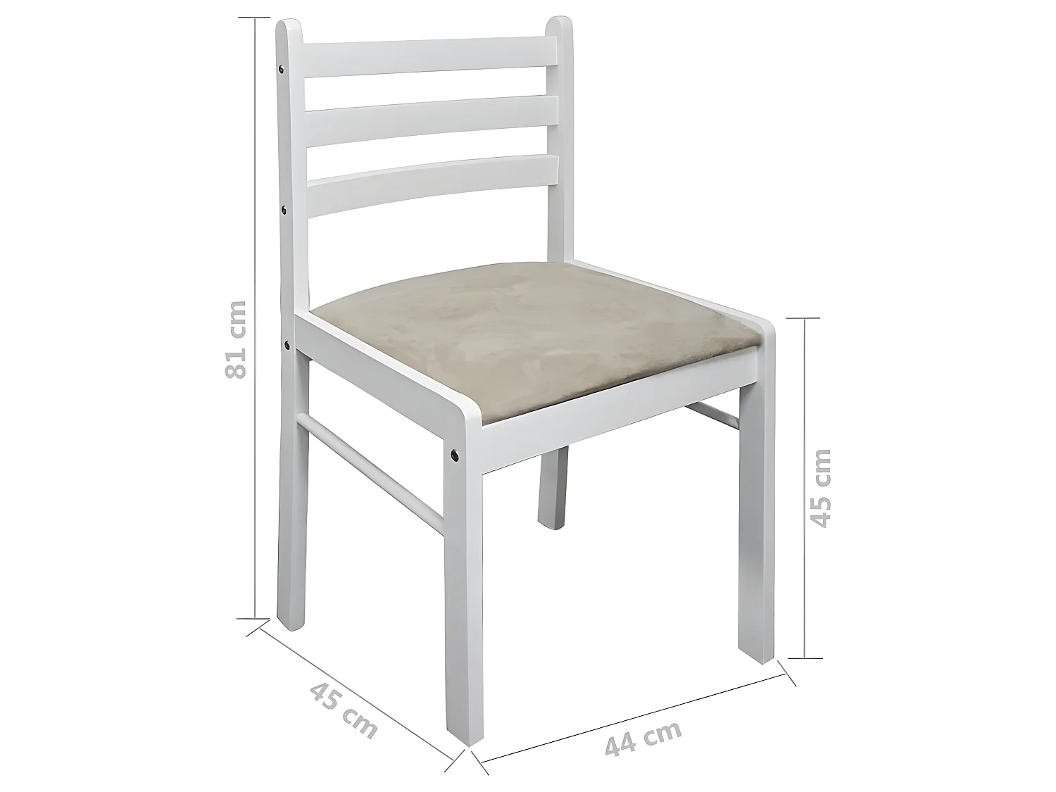 Lot de 4 chaises de salle à manger cuisine design classique hévéa solide et velours blanc CDS021237