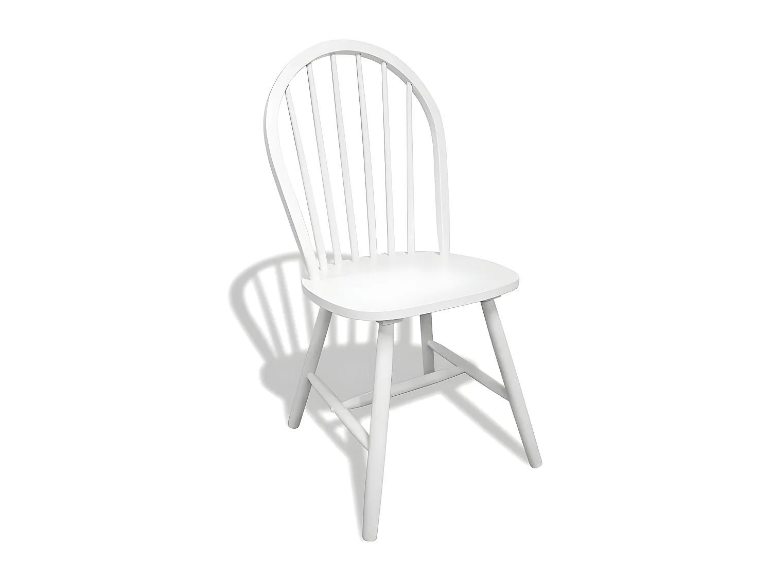Lot de 6 chaises de salle à manger cuisine design classique bois d'hévéa solide blanc CDS022152