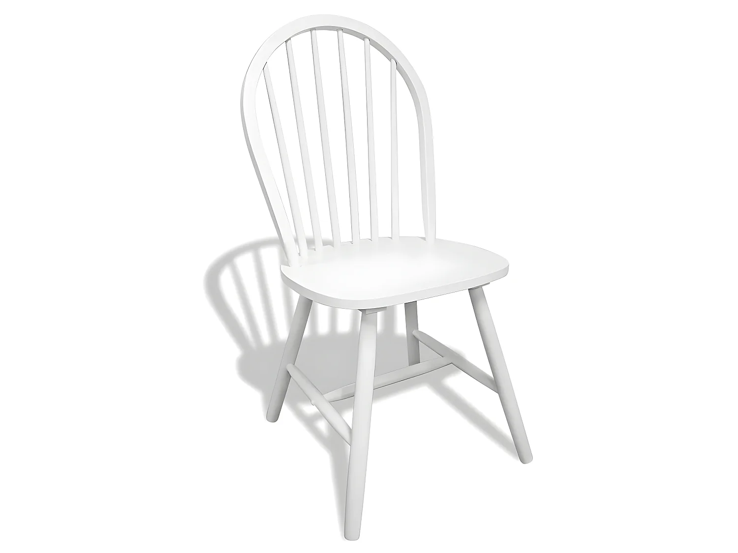 Lot de 6 chaises de salle à manger cuisine design classique bois d'hévéa solide blanc CDS022152