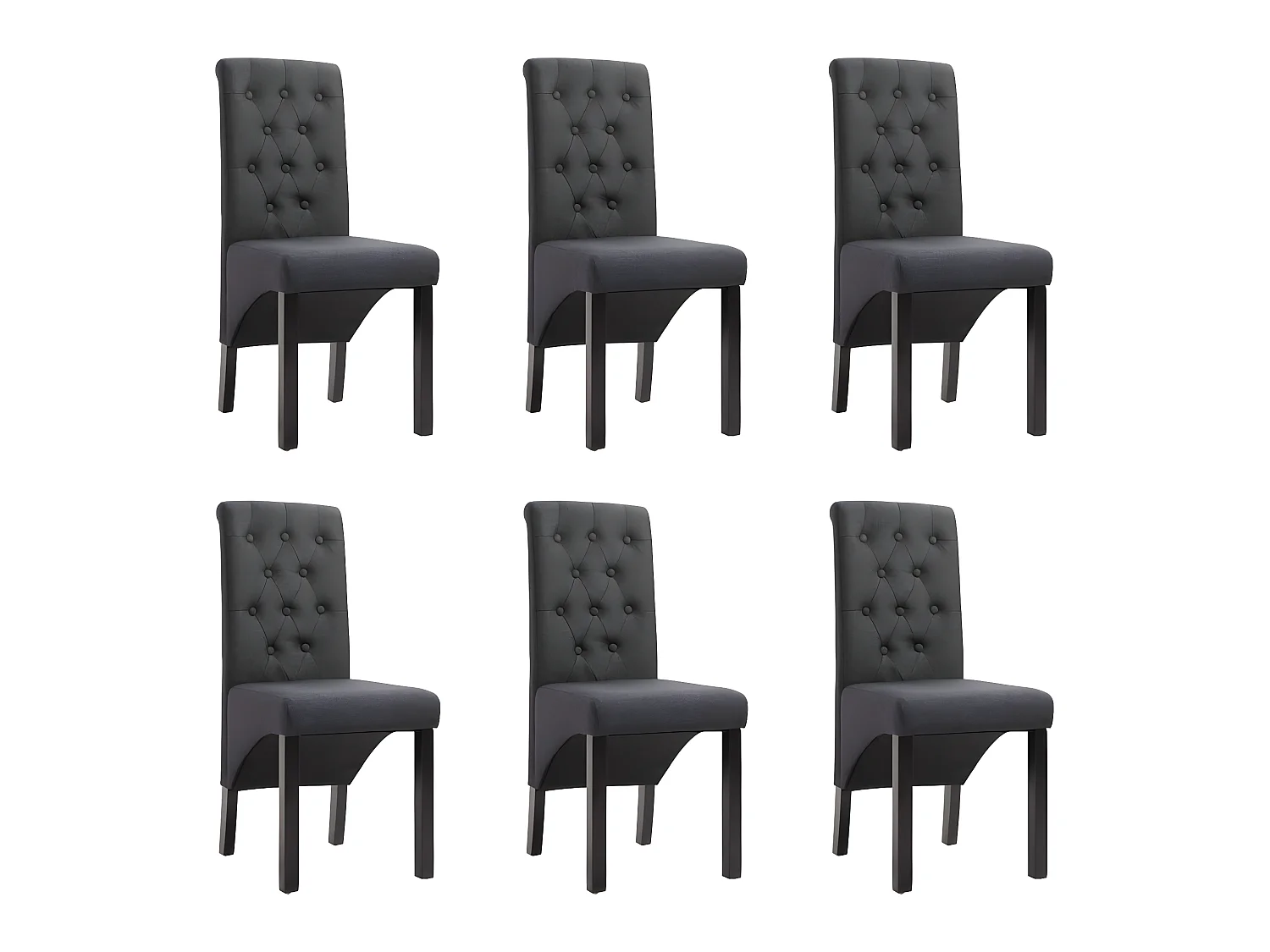 Lot de 6 chaises de salle à manger cuisine design intemporel tissu gris foncé CDS022108