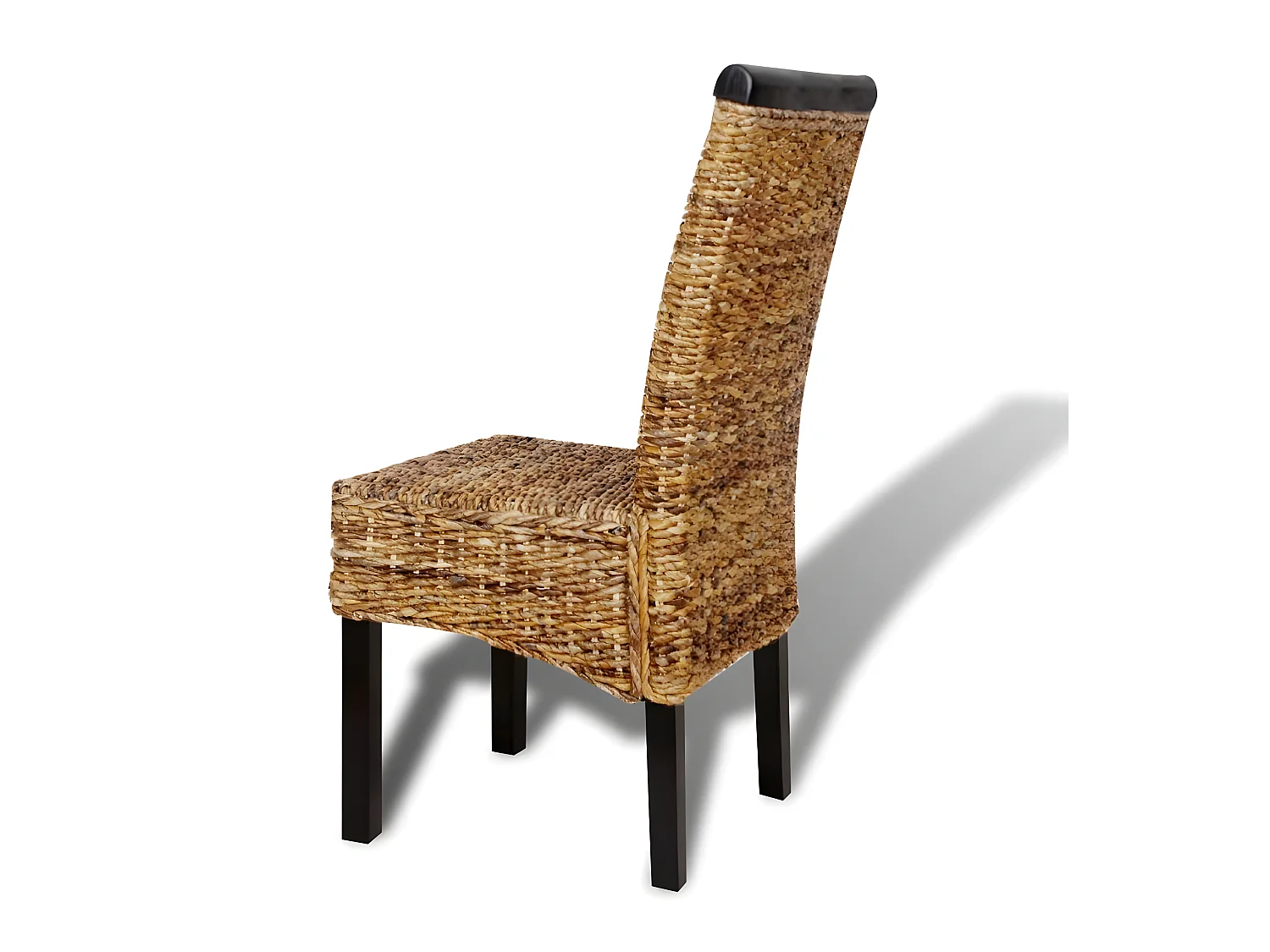 Lot de 4 chaises de salle à manger cuisine design moderne bois solide de manguier et abaca CDS021337