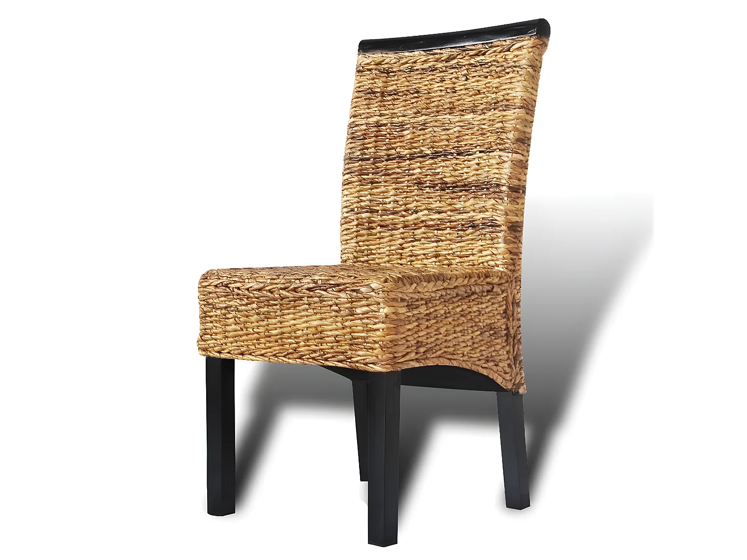 Lot de 4 chaises de salle à manger cuisine design moderne bois solide de manguier et abaca CDS021337