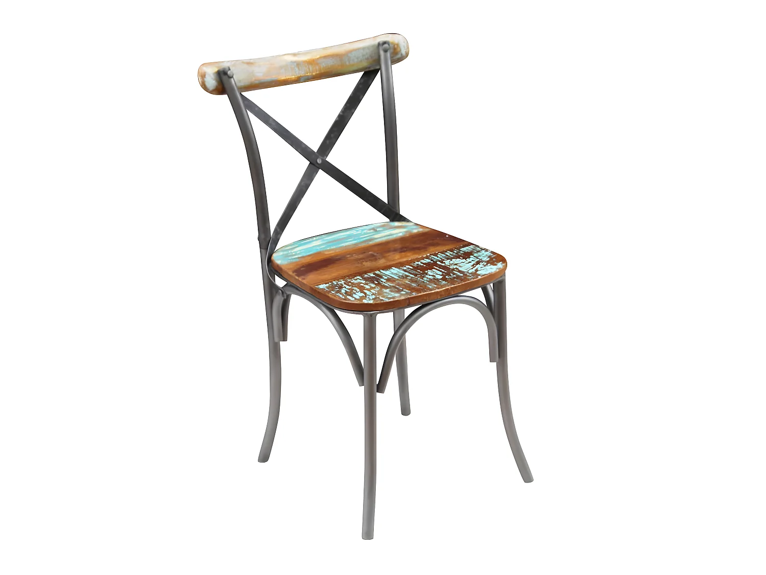 Lot de 2 chaises de salle à manger cuisine style industriel bois de récupération solide CDS020283