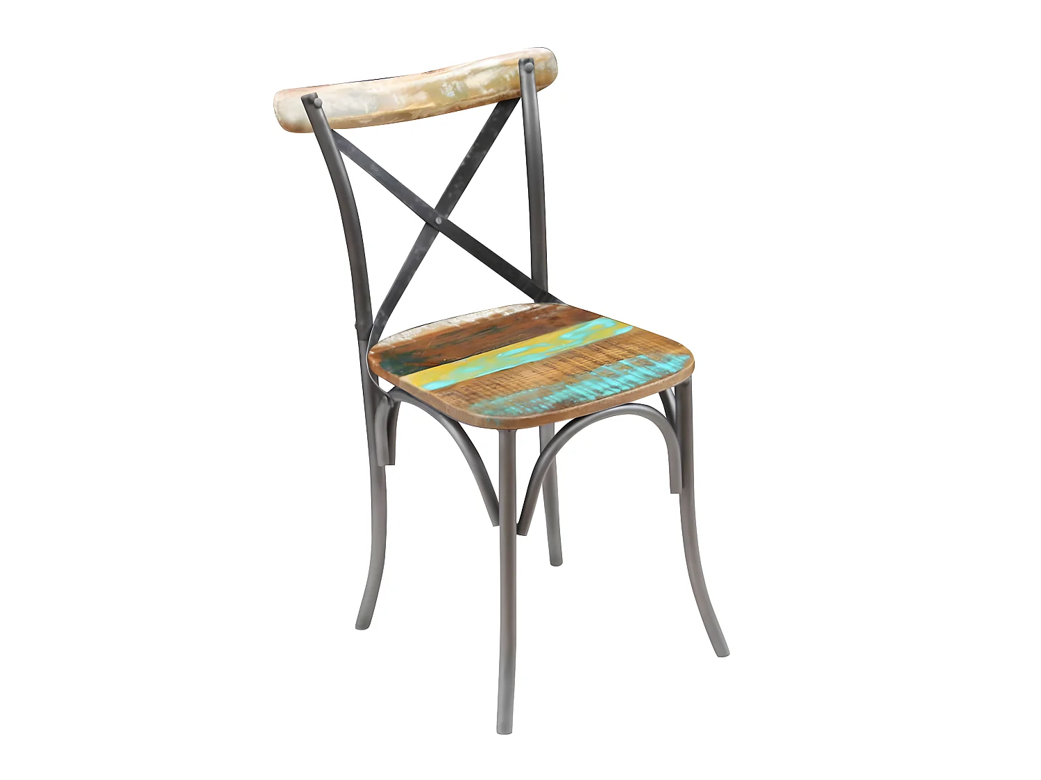 Lot de 2 chaises de salle à manger cuisine style industriel bois de récupération solide CDS020283