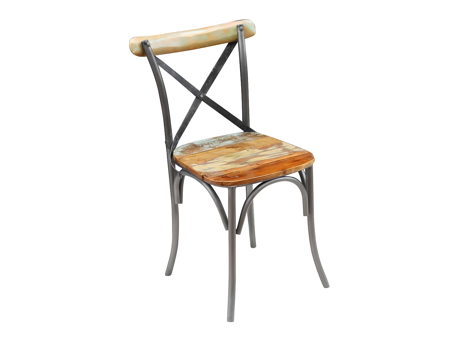 Lot de 2 chaises de salle à manger cuisine style industriel bois de récupération solide CDS020283