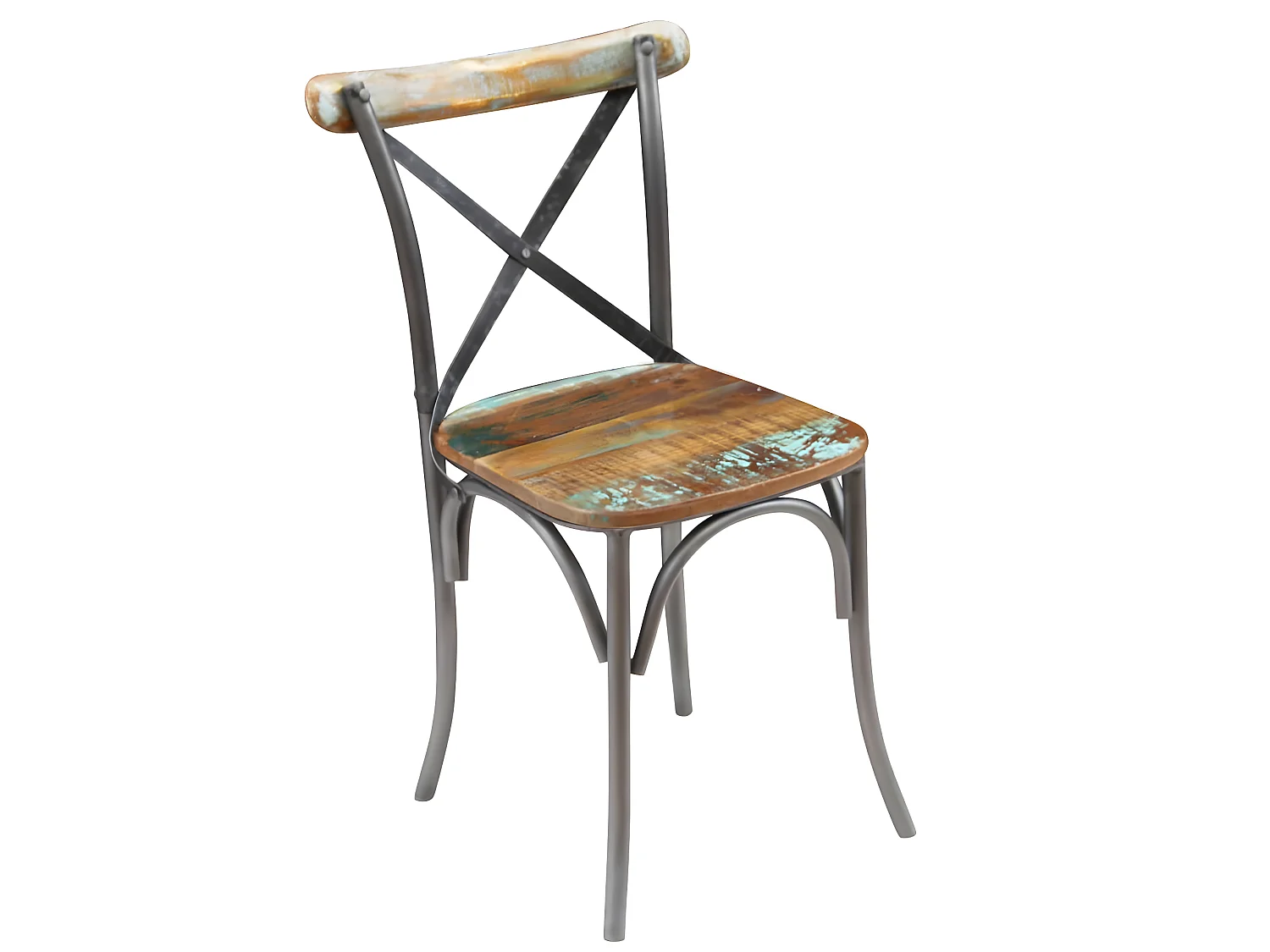 Lot de 2 chaises de salle à manger cuisine style industriel bois de récupération solide CDS020283