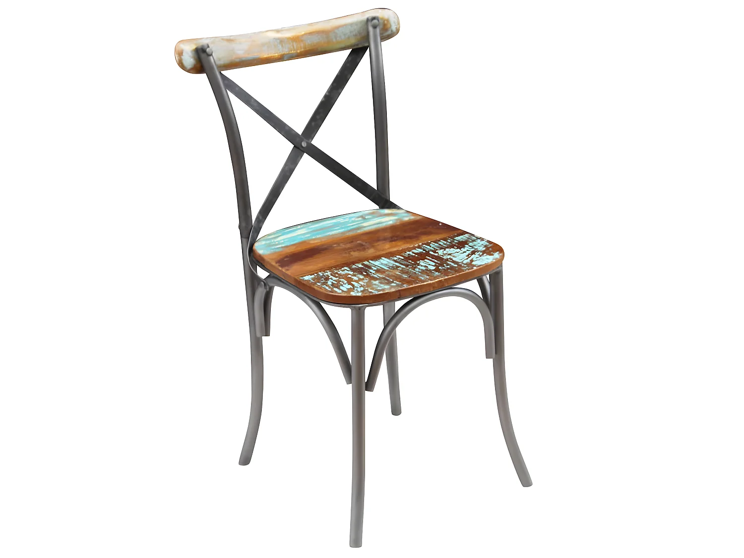 Lot de 2 chaises de salle à manger cuisine style industriel bois de récupération solide CDS020283