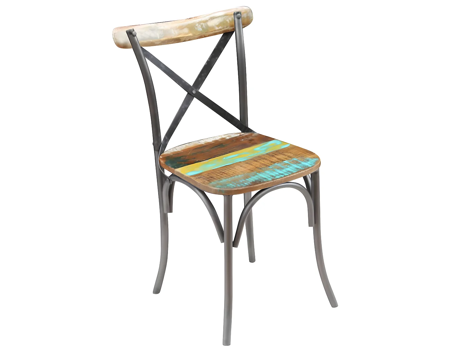 Lot de 2 chaises de salle à manger cuisine style industriel bois de récupération solide CDS020283
