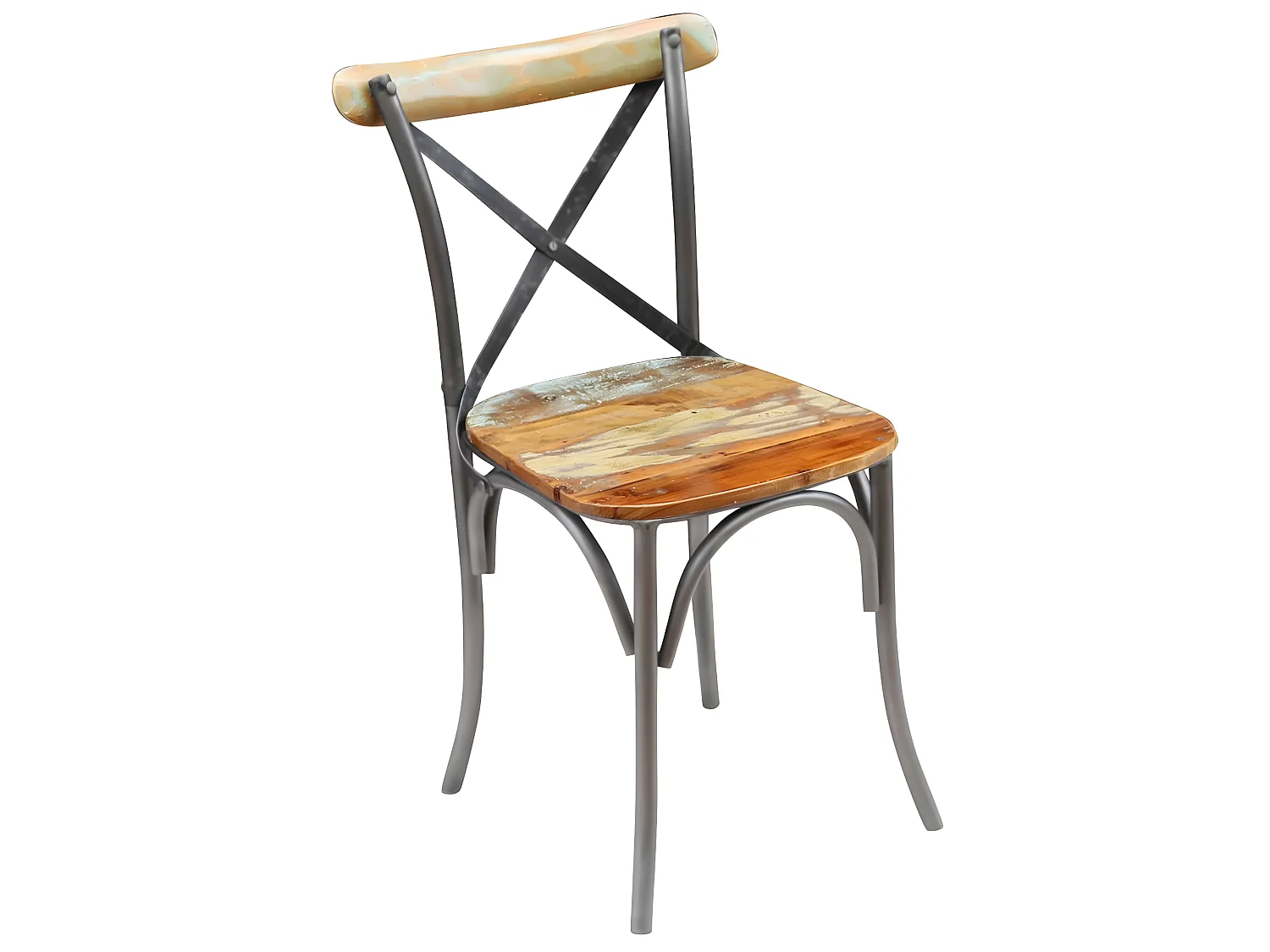 Lot de 2 chaises de salle à manger cuisine style industriel bois de récupération solide CDS020283