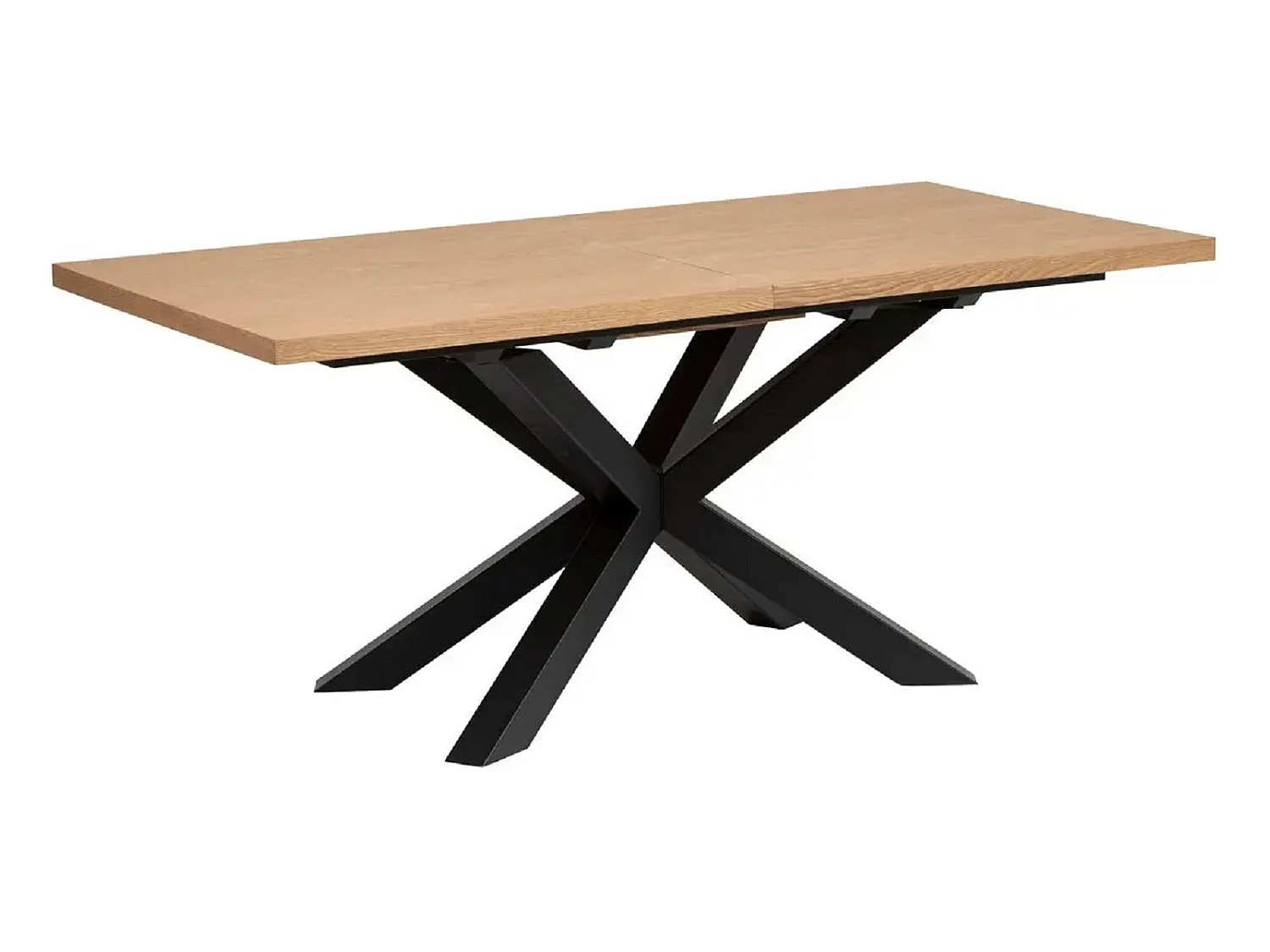 Table à manger rectangulaire extensible en bois MDF de chêne naturel - Longueur 180-220 x Profondeur 90 x Hauteur 76 cm