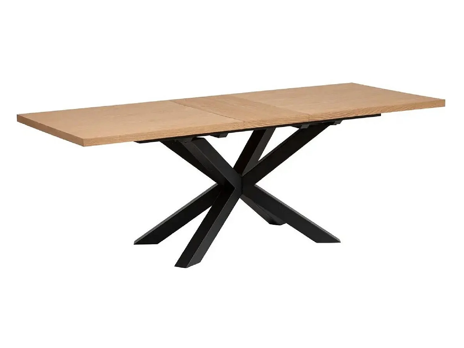 Table à manger rectangulaire extensible en bois MDF de chêne naturel - Longueur 180-220 x Profondeur 90 x Hauteur 76 cm