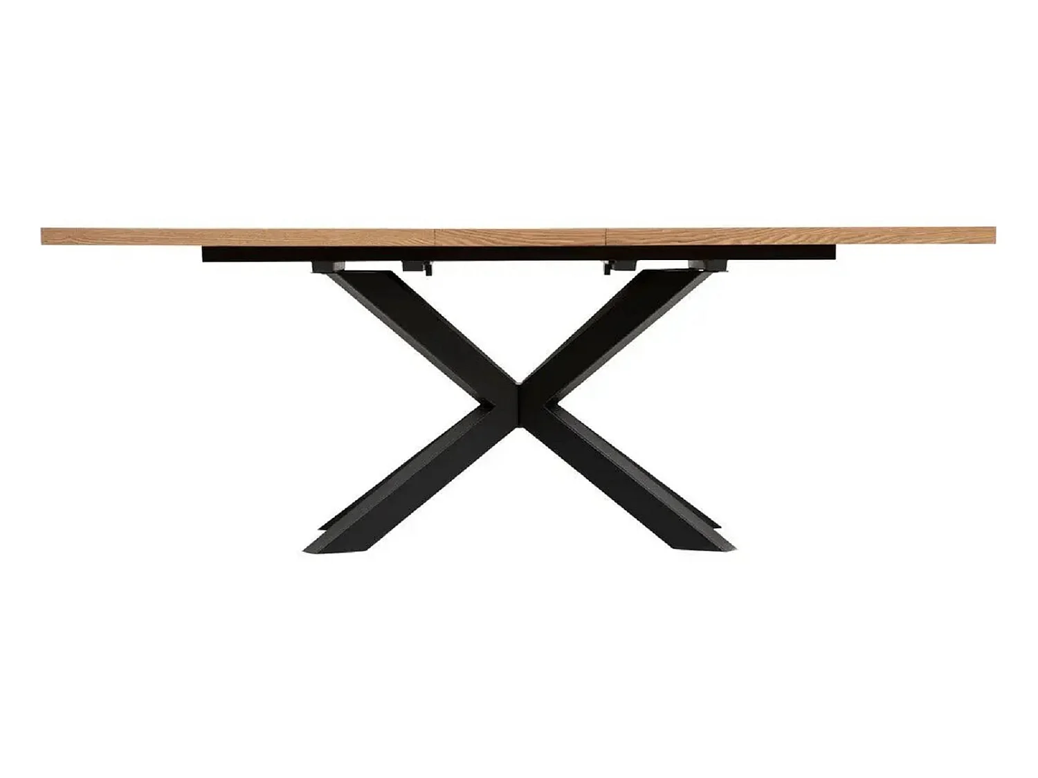 Table à manger rectangulaire extensible en bois MDF de chêne naturel - Longueur 180-220 x Profondeur 90 x Hauteur 76 cm