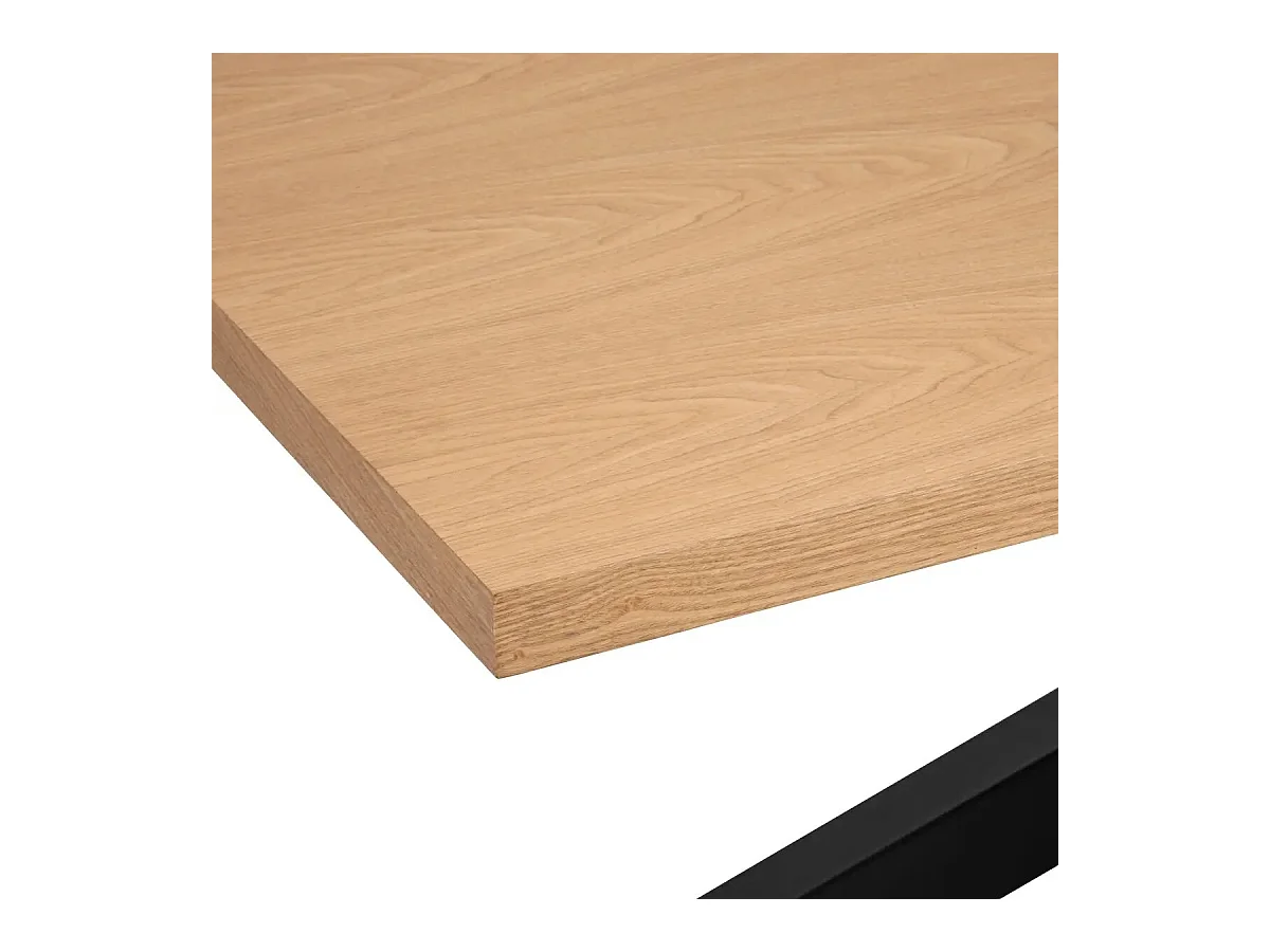 Table à manger rectangulaire extensible en bois MDF de chêne naturel - Longueur 180-220 x Profondeur 90 x Hauteur 76 cm