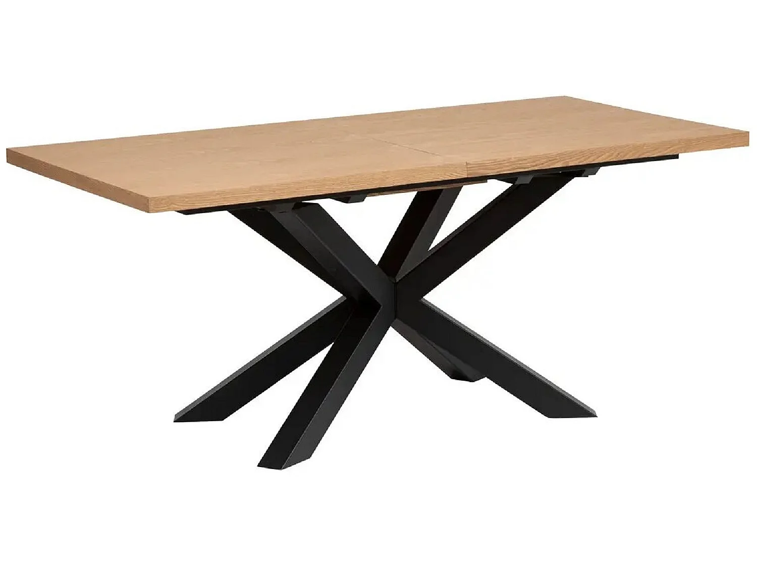 Table à manger rectangulaire extensible en bois MDF de chêne naturel - Longueur 180-220 x Profondeur 90 x Hauteur 76 cm
