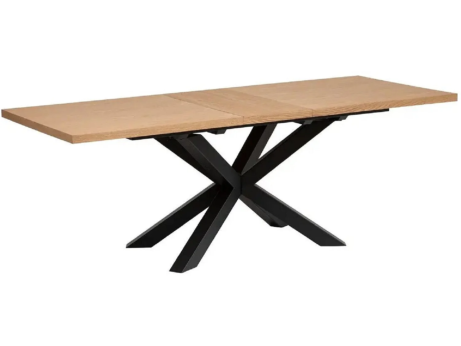 Table à manger rectangulaire extensible en bois MDF de chêne naturel - Longueur 180-220 x Profondeur 90 x Hauteur 76 cm