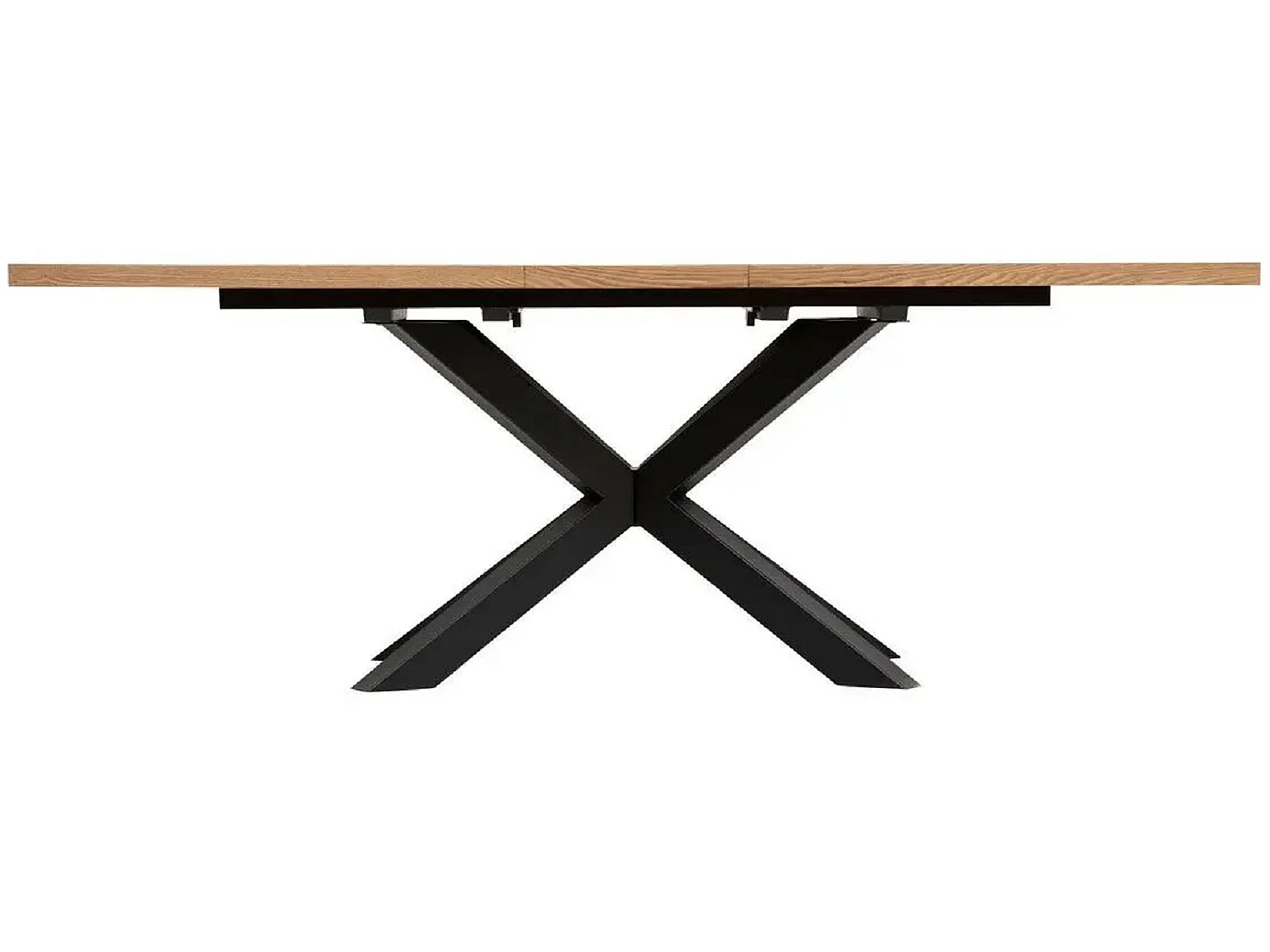 Table à manger rectangulaire extensible en bois MDF de chêne naturel - Longueur 180-220 x Profondeur 90 x Hauteur 76 cm