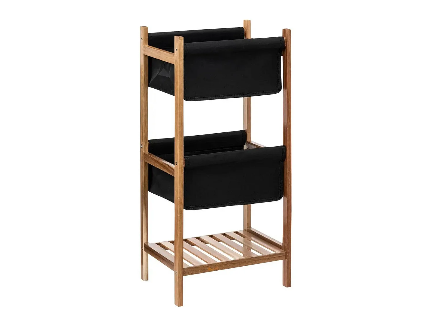 Étagère de rangement en bois d'acacia avec 3 niveaux coloris noir / naturel - Longueur 33 x Profondeur 25 x Hauteur 73.2 cm