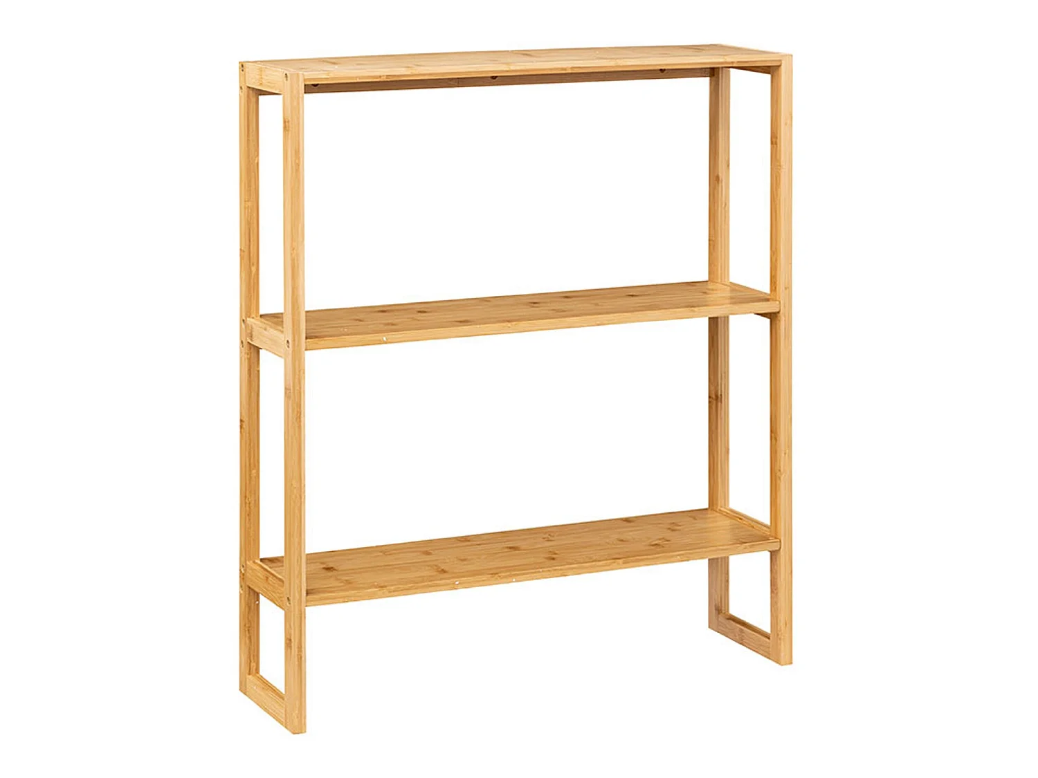 Étagère en bambou avec deux tablettes de rangement coloris naturel - Longueur 69.7 x Profondeur 20 x Hauteur 84 cm