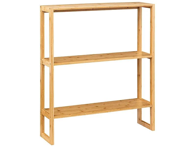 Étagère en bambou avec deux tablettes de rangement coloris naturel - Longueur 69.7 x Profondeur 20 x Hauteur 84 cm