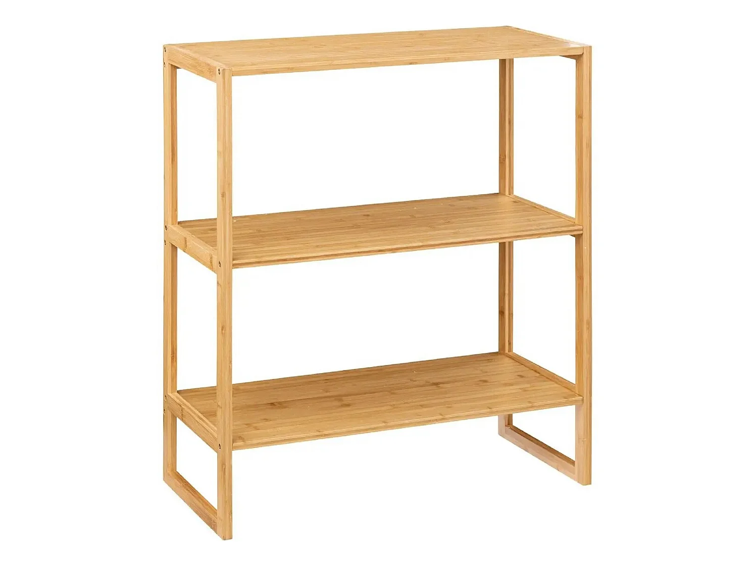 Étagère en bambou avec deux tablettes de rangement coloris naturel - Longueur 69.5 x Profondeur 33.5 x Hauteur 84 cm