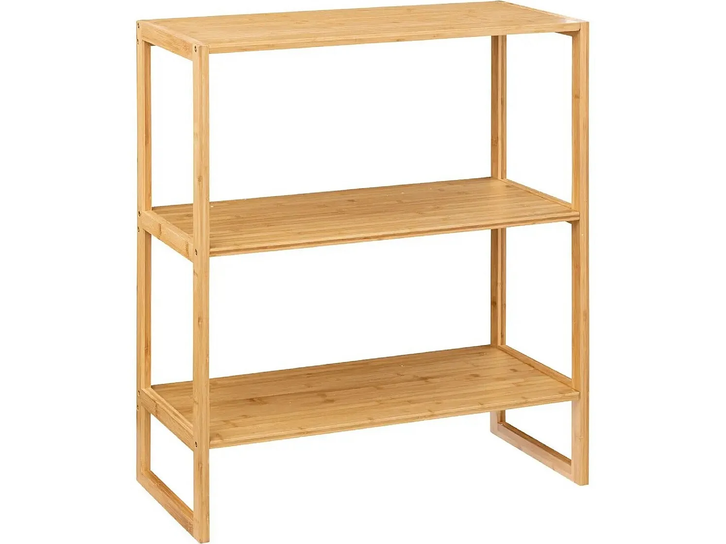 Étagère en bambou avec deux tablettes de rangement coloris naturel - Longueur 69.5 x Profondeur 33.5 x Hauteur 84 cm