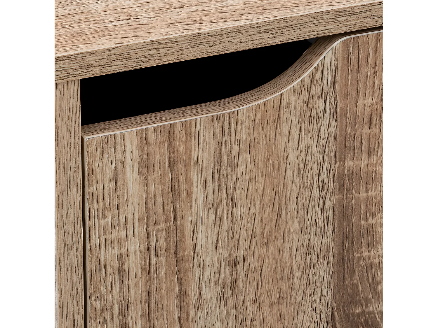 Meuble étagère en bois MDF naturel avec pieds noirs en bois d'hévéa - Longueur 67.6 x Profondeur 32.5 x Hauteur 113.3 cm