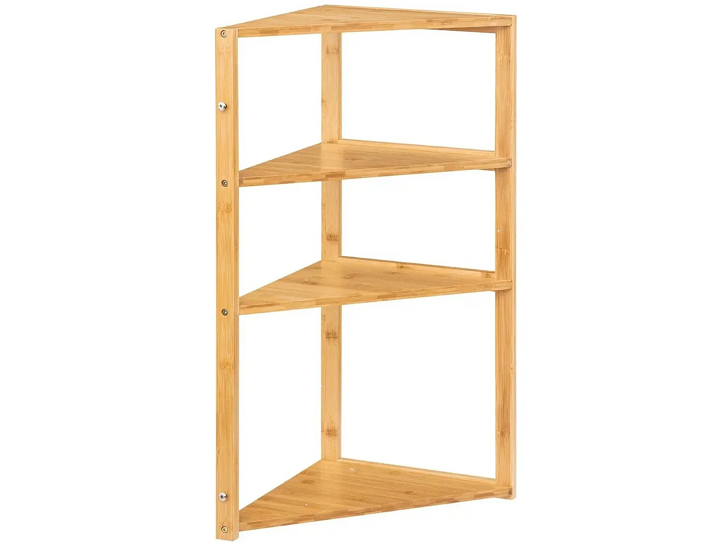Étagère d'angle en bambou avec 3 niveaux coloris naturel - Longueur 36.6 x Profondeur 33.5 x Hauteur 80 cm
