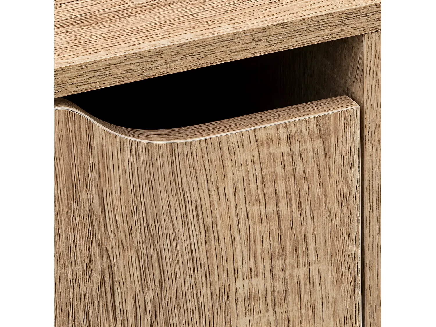 Meuble étagère carrée en bois MDF naturel avec pieds noirs en bois d'hévéa - Longueur 67.6 x Profondeur 32.5 x Hauteur 80 cm