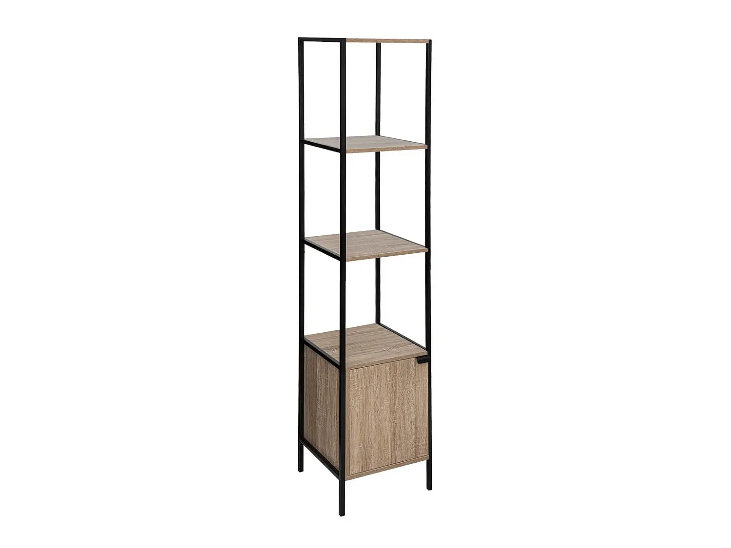 Etagère en panneaux de particules aggloméré naturel avec pieds en métal noir - Longueur 35 x Profondeur 35 x Hauteur 176 cm