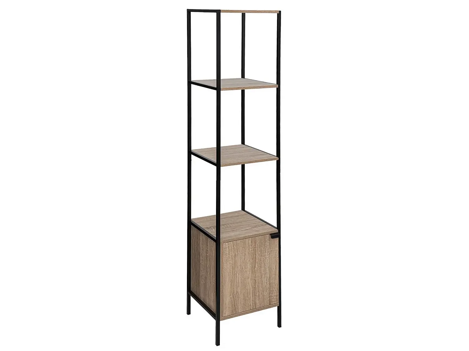 Etagère en panneaux de particules aggloméré naturel avec pieds en métal noir - Longueur 35 x Profondeur 35 x Hauteur 176 cm