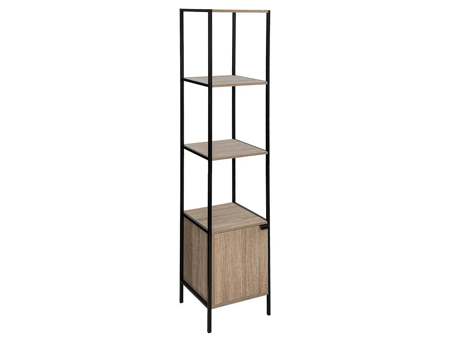 Etagère en panneaux de particules aggloméré naturel avec pieds en métal noir - Longueur 35 x Profondeur 35 x Hauteur 176 cm