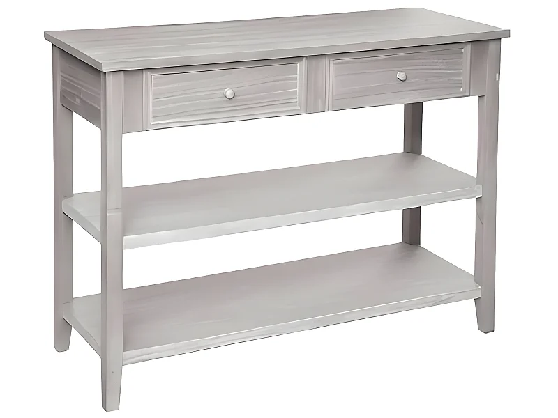 Console en bois de paulownia / MDF avec 2 tiroirs coloris beige - Longueur 110 x Profondeur 40 x Hauteur 85 cm