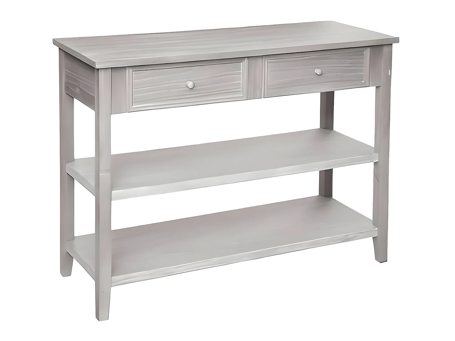 Console en bois de paulownia / MDF avec 2 tiroirs coloris beige - Longueur 110 x Profondeur 40 x Hauteur 85 cm