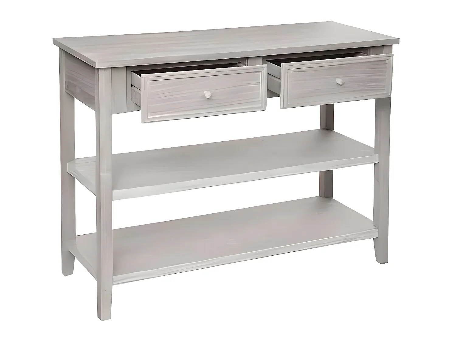 Console en bois de paulownia / MDF avec 2 tiroirs coloris beige - Longueur 110 x Profondeur 40 x Hauteur 85 cm