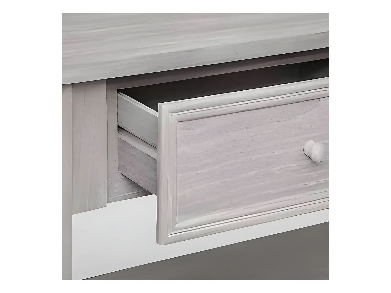 Console en bois de paulownia / MDF avec 2 tiroirs coloris beige - Longueur 110 x Profondeur 40 x Hauteur 85 cm