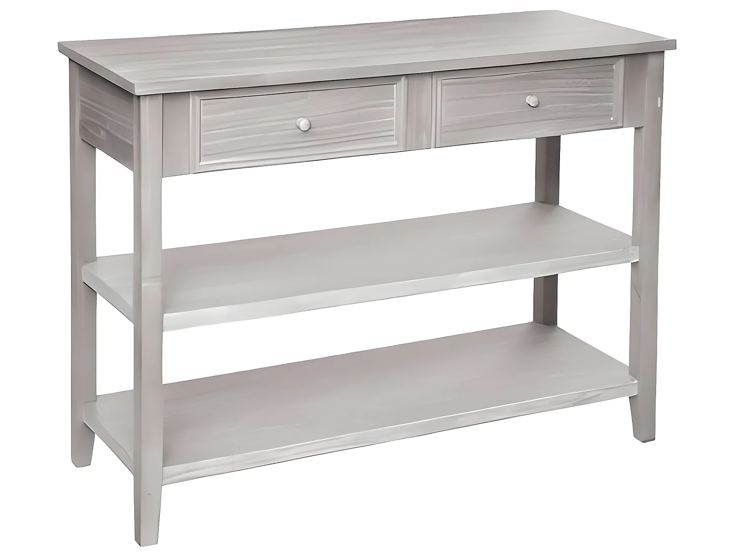 Console en bois de paulownia / MDF avec 2 tiroirs coloris beige - Longueur 110 x Profondeur 40 x Hauteur 85 cm