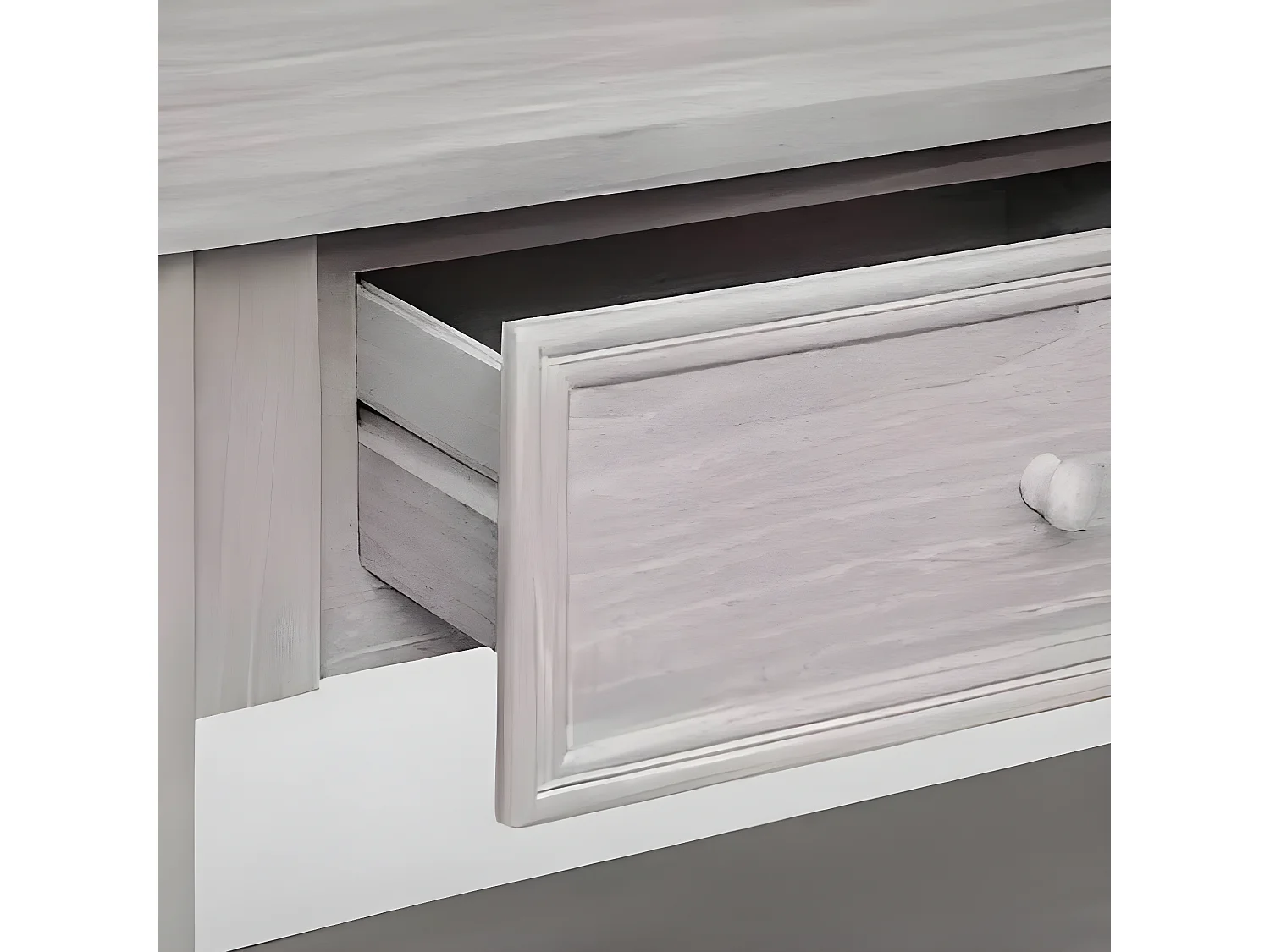 Console en bois de paulownia / MDF avec 2 tiroirs coloris beige - Longueur 110 x Profondeur 40 x Hauteur 85 cm