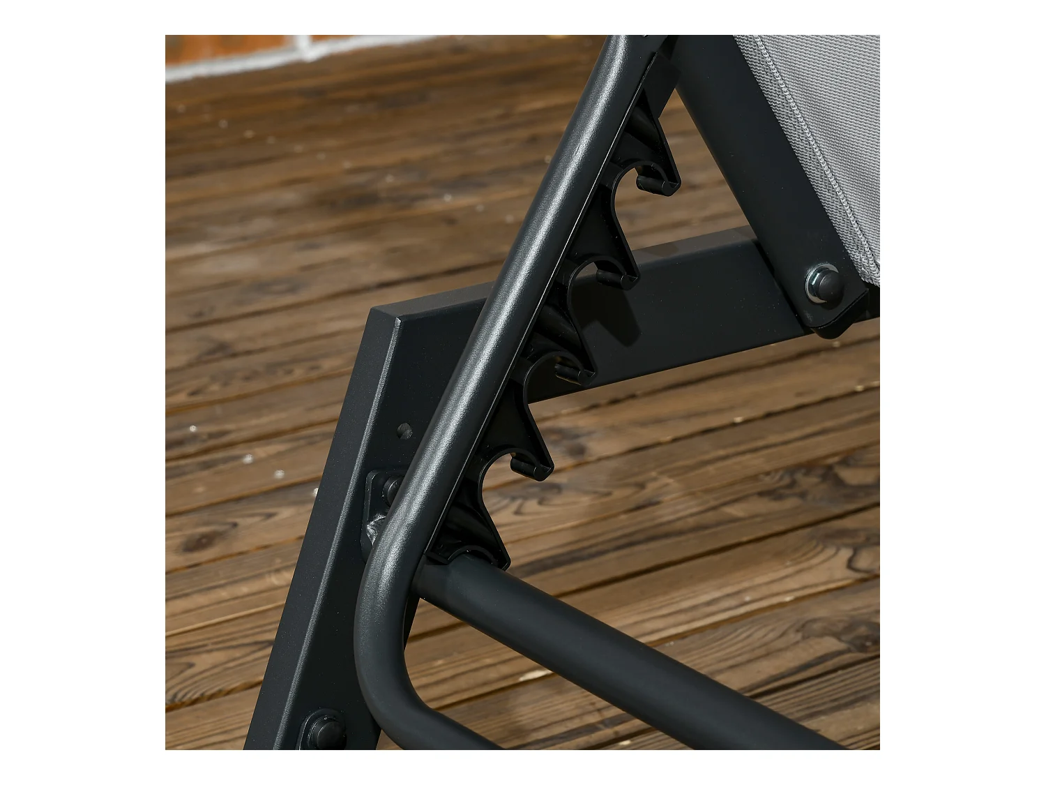 Bain de soleil transat inclinable 5 positions - tétière, 2 roulettes - alu. textilène gris