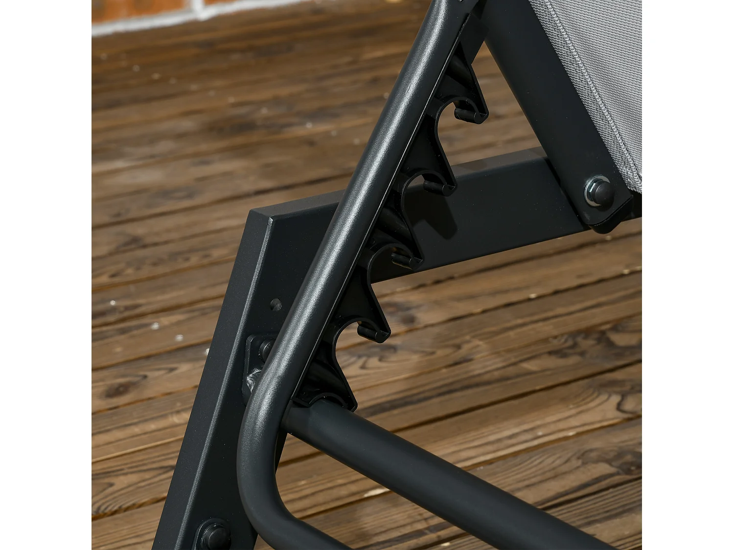 Bain de soleil transat inclinable 5 positions - tétière, 2 roulettes - alu. textilène gris