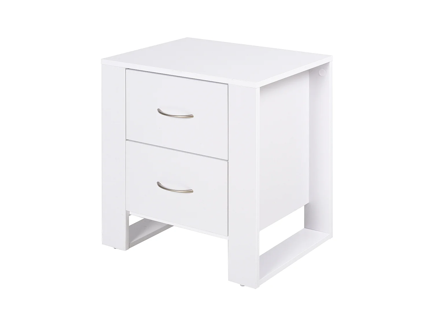 Table de Chevet Table de Nuit 2 Tiroirs Design Contemporain Dim. 48L x 39l x 54H cm Panneaux de Particules Blanc